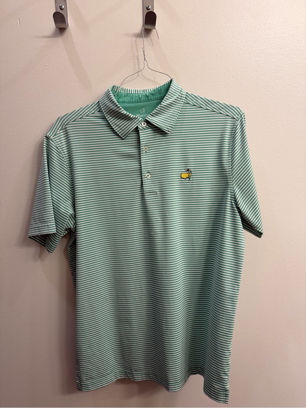 Masters Green Striped Polo with Logo